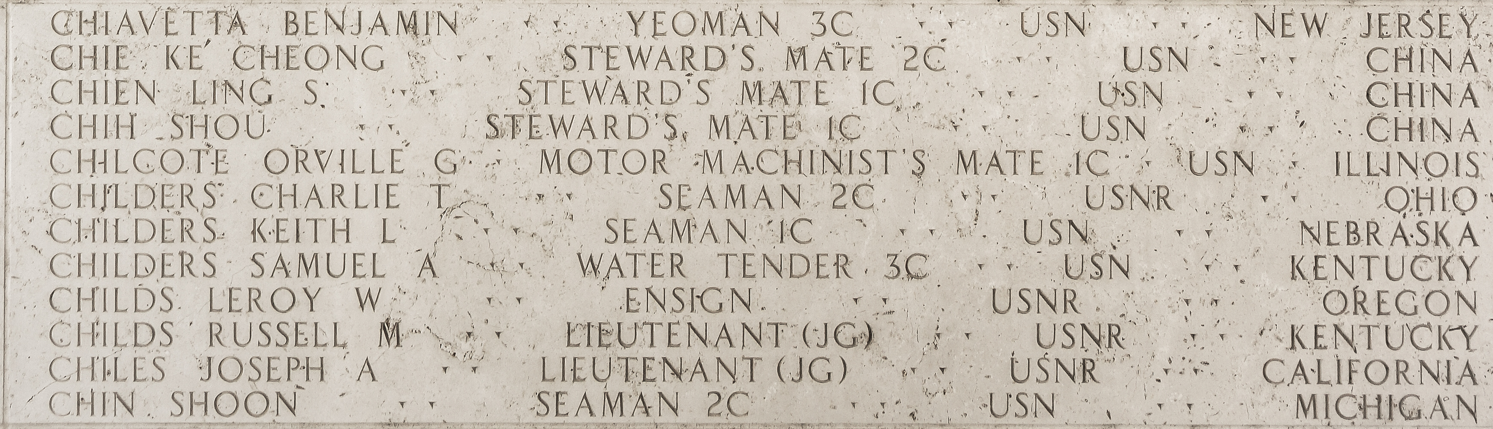 Benjamin  Chiavetta, Yeoman Third Class